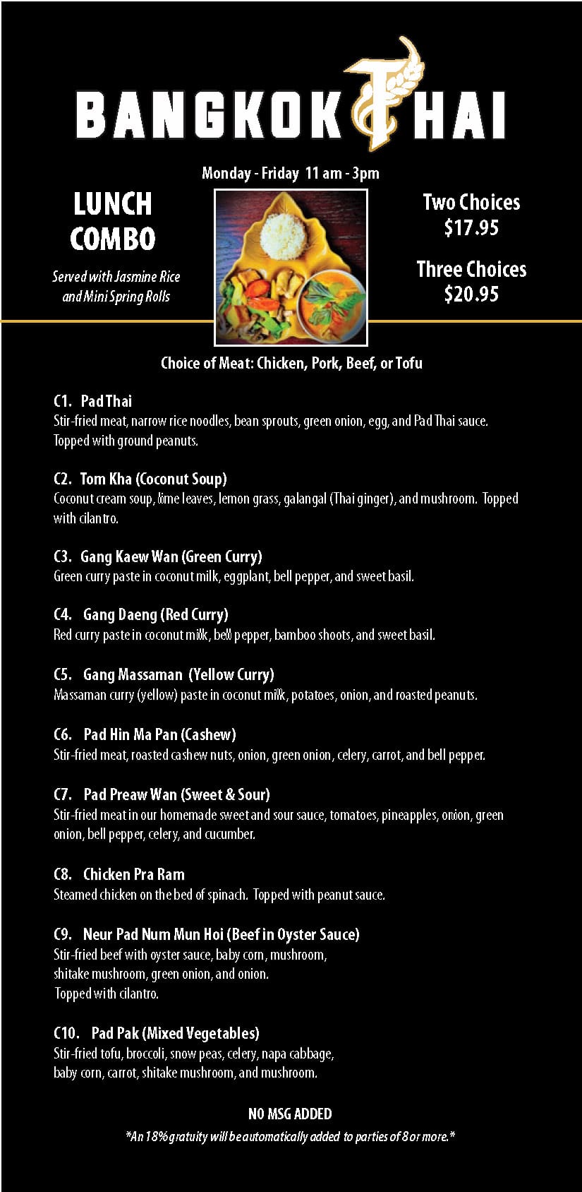 lunch menu